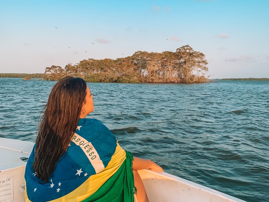 Pequena ilha que os guarás usam como refúgio para passar a noite